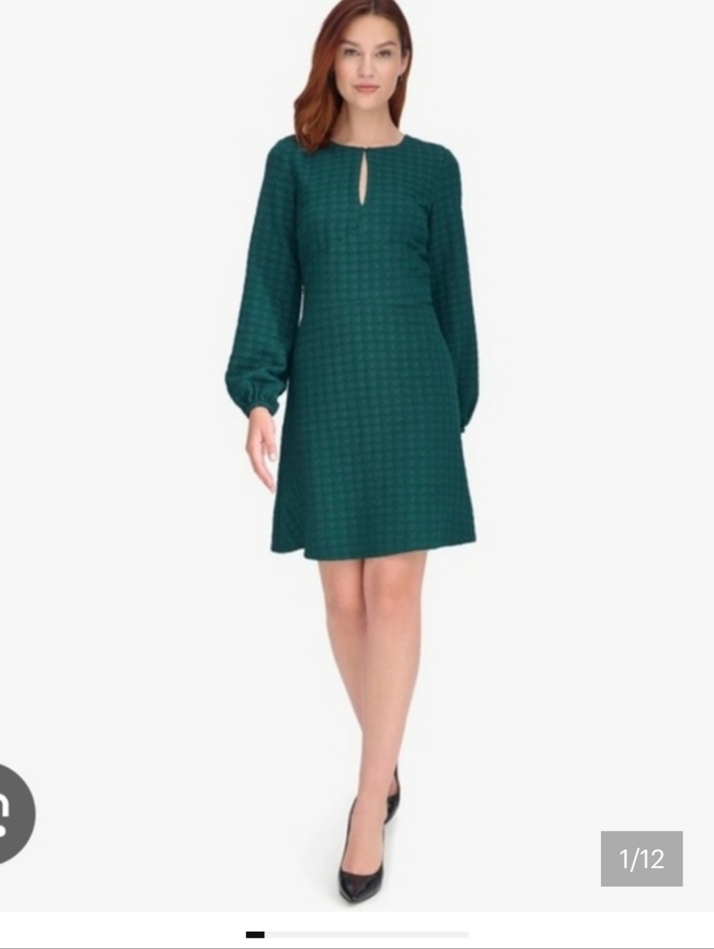 Tommy Hilifiger Teal Textured Long Sleeve A-Line Dress Sz 6P Women Cocktail